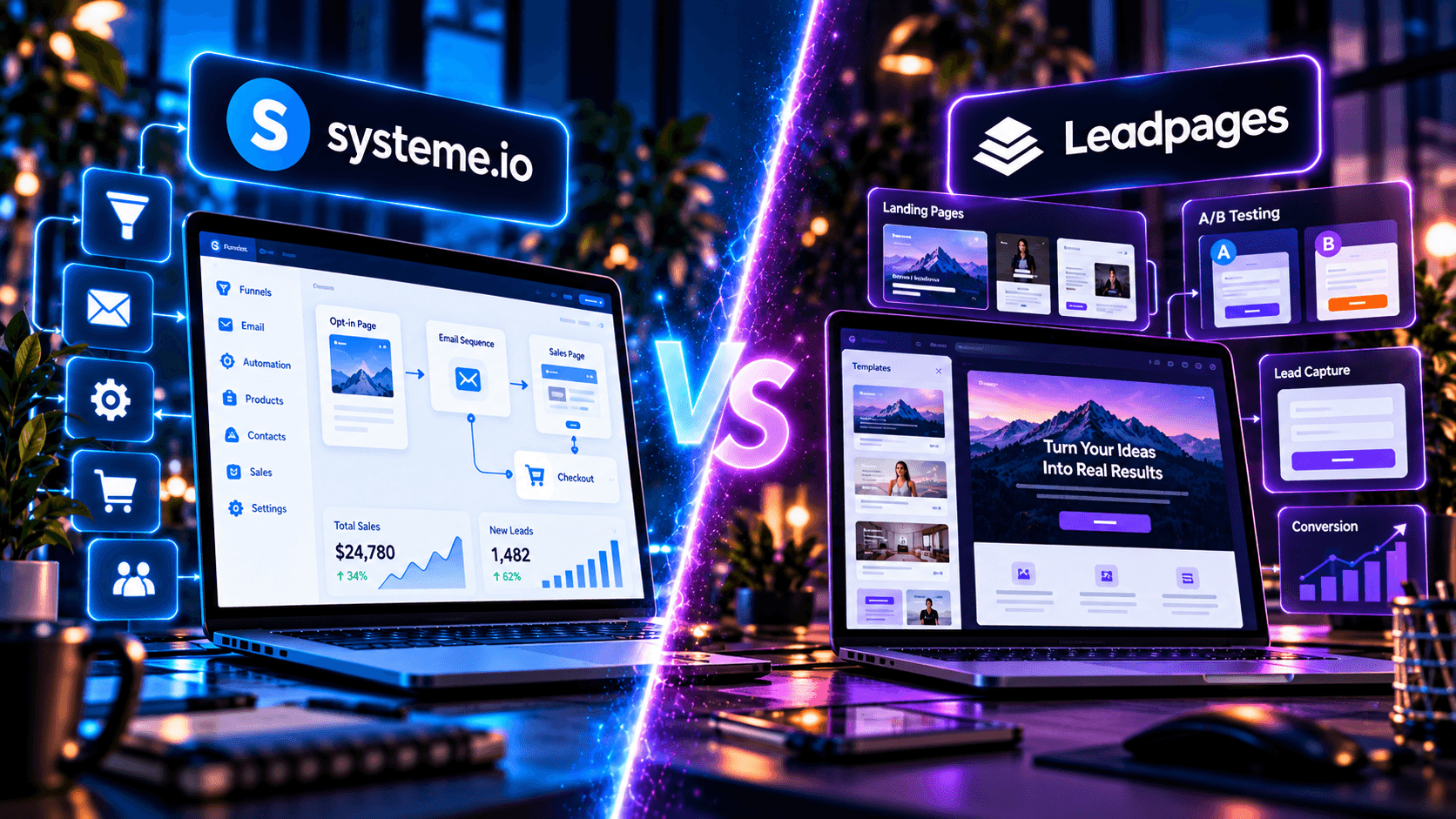 Comparaison éditoriale entre une landing page optimisée et un tunnel de vente complet