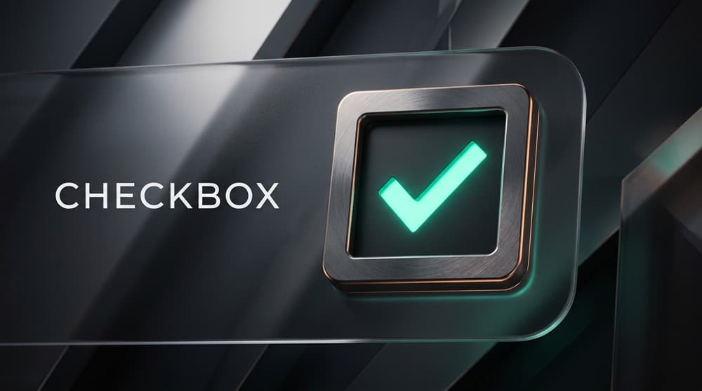 Glowing green checkmark inside an oversized website form checkbox