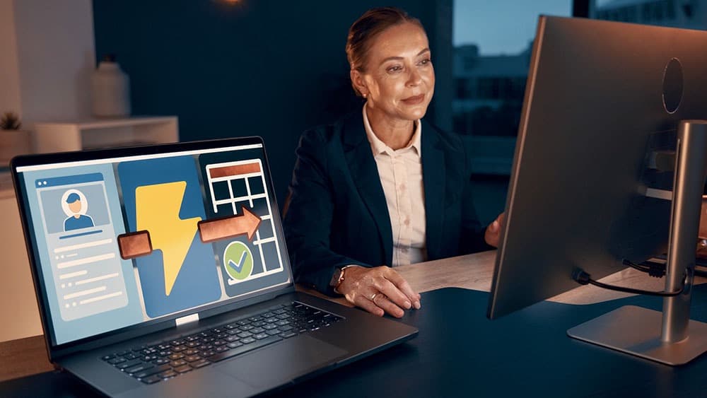 Visual automation workflow connecting a website signup form to a triggered action and success status