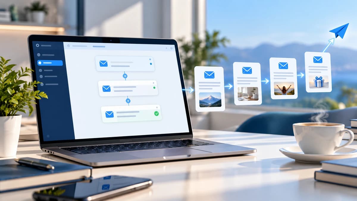 Séquence de plusieurs e-mails reliés à un contact et programmés dans Systeme.io
