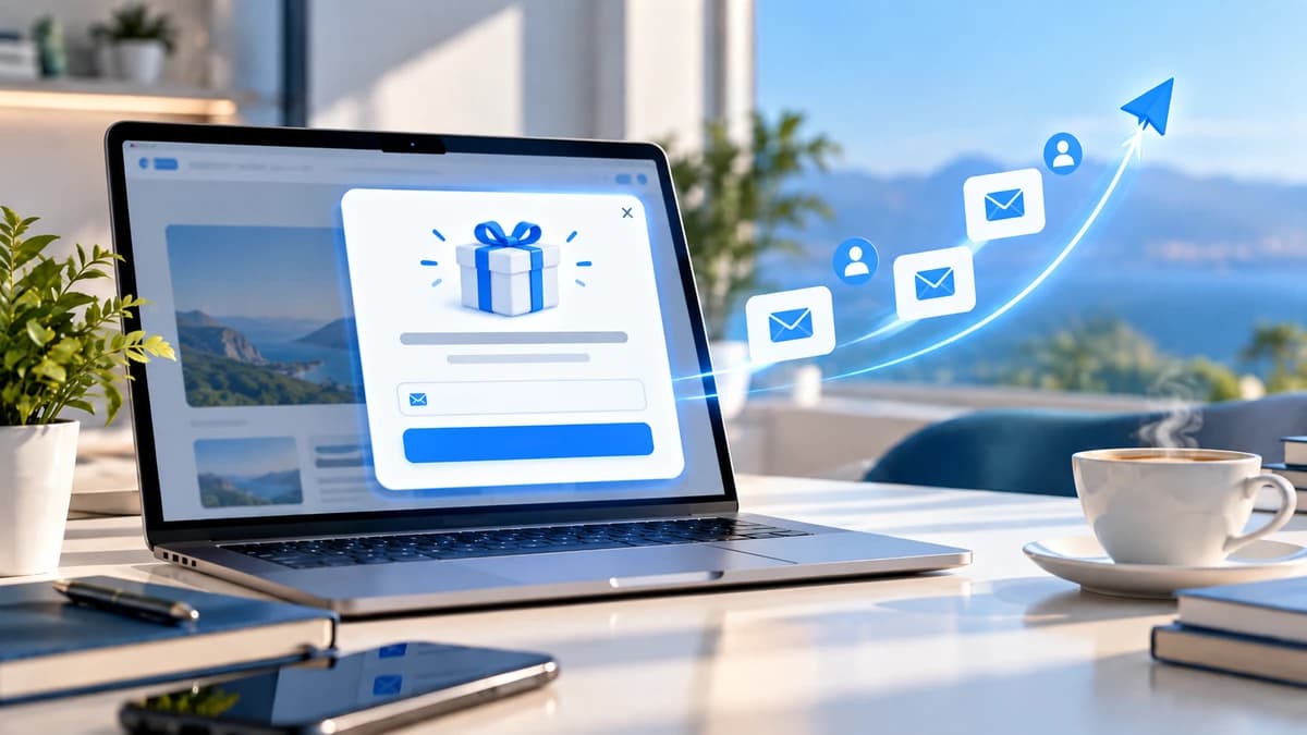 Fenêtre popup de capture e-mail apparaissant au-dessus d’une page Systeme.io