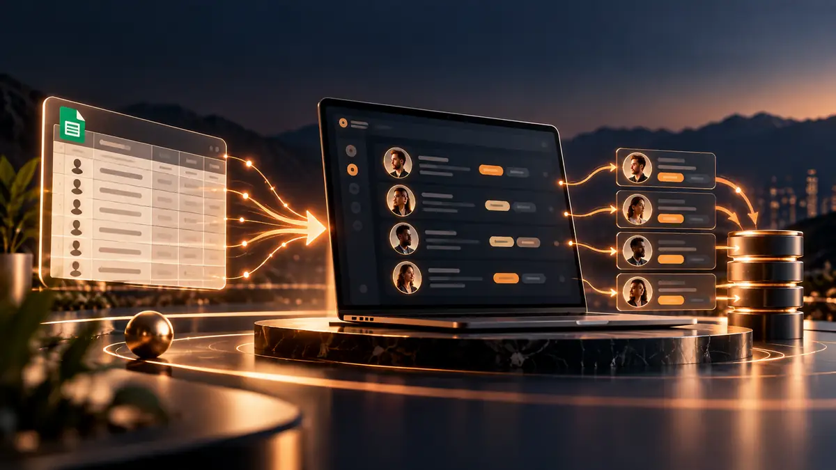 Fichier CSV transformé en fiches contacts organisées dans un CRM Systeme.io