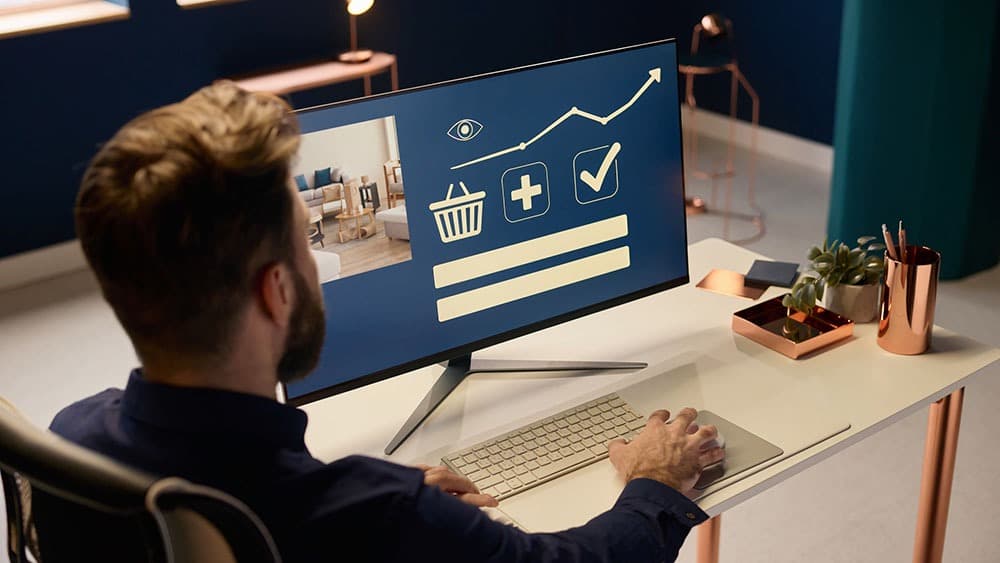 Marketer checking website visitor and purchase conversion events in a tracking dashboard