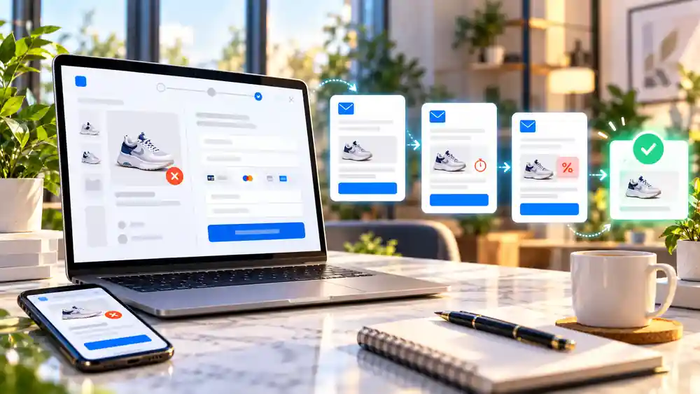 Page de paiement interrompue reliée à une séquence de relance par e-mail dans Systeme.io