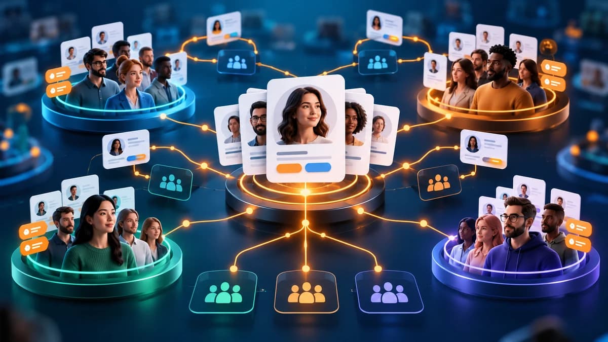 Base de contacts répartie en segments grâce à des tags et règles de ciblage