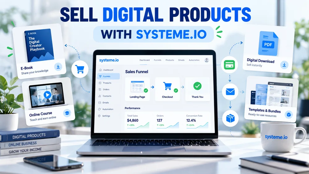 Digital product connected to online payment and automated delivery inside Systeme.io