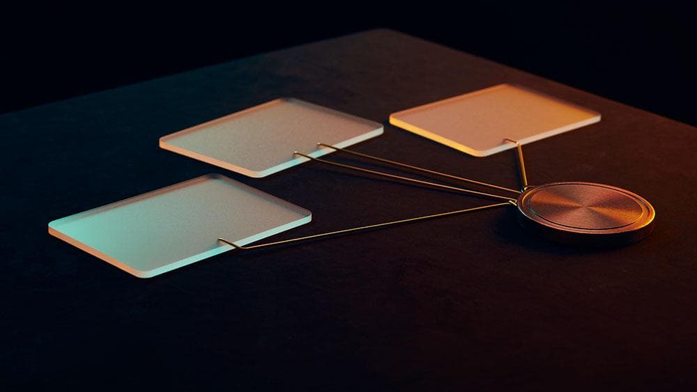 Illustration éditoriale d’un réseau de recommandations professionnelles et d’une médaille symbolisant une commission d’affiliation, sans représentation d’une interface réelle