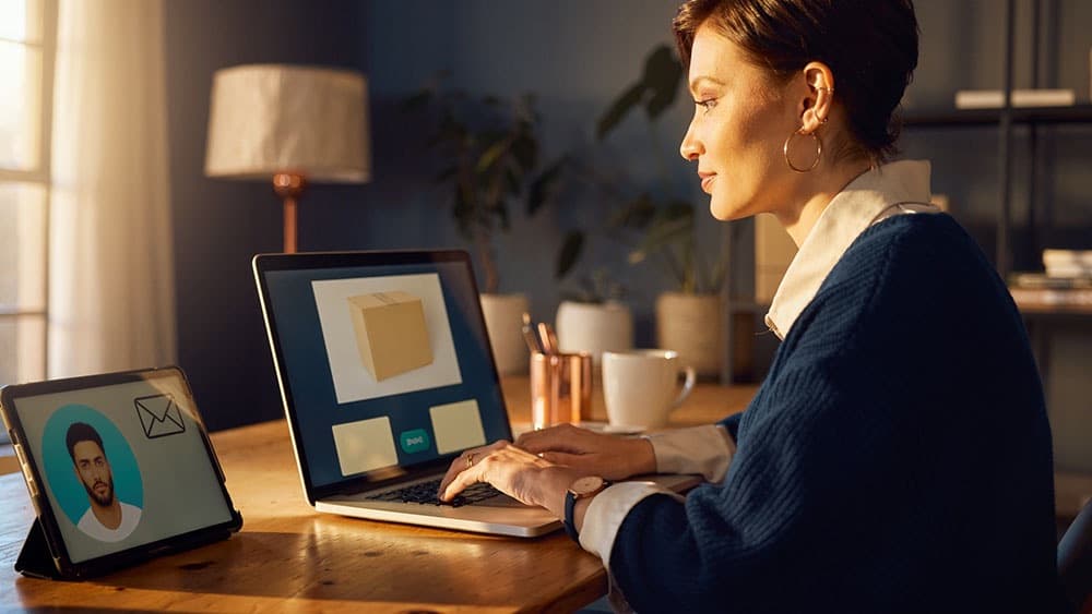 Small business creator building a simple online product landing page and email signup using starter tools