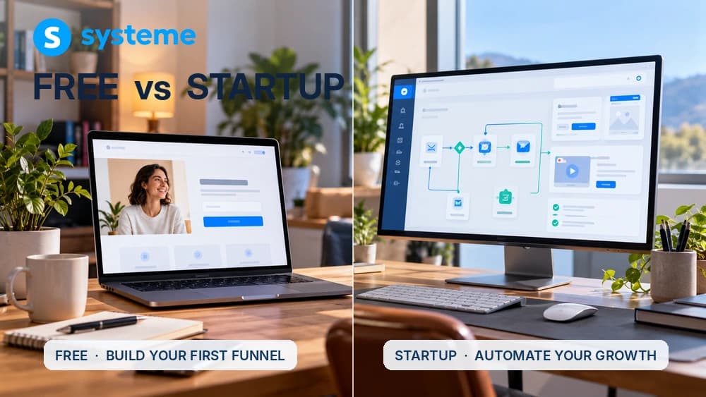 Simple landing page alongside a more advanced email marketing and sales automation workflow