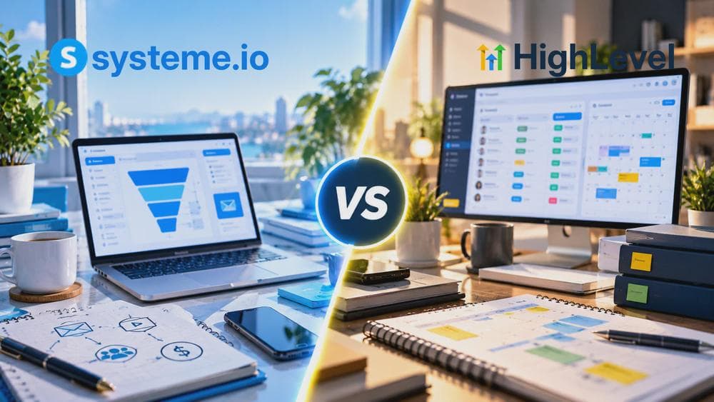 Systeme.io vs GoHighLevel: sales funnel and email marketing compared with agency CRM, client pipelines and appointment scheduling