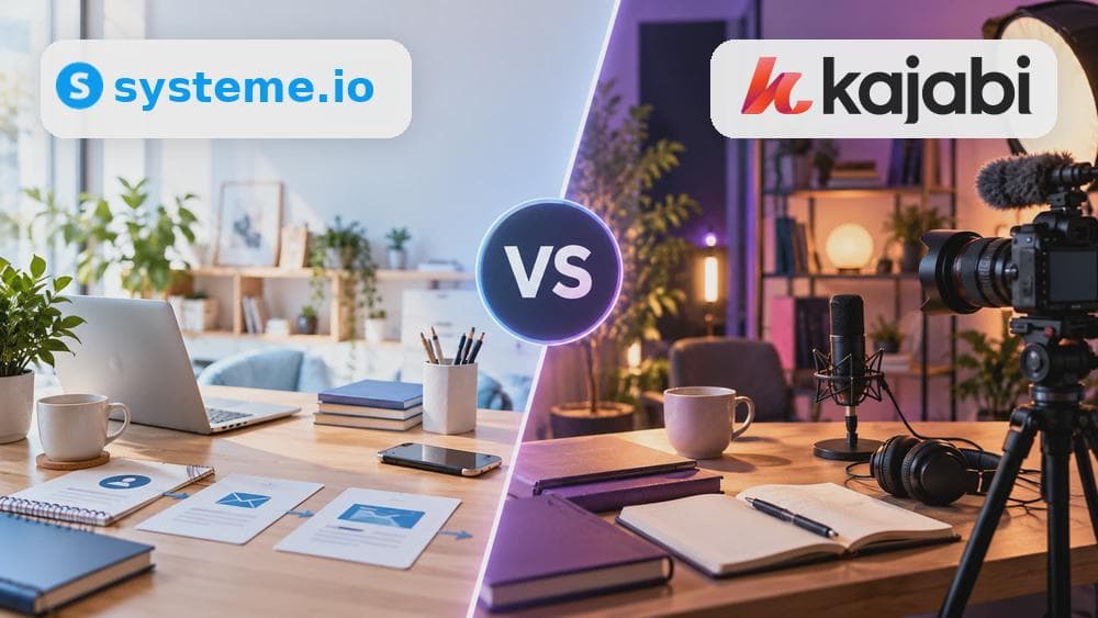 Systeme.io and Kajabi comparison: online marketing workstation versus professional course creator studio