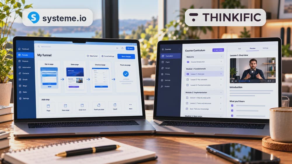 Online video course learning interface with instructor lesson thumbnails and learner progress